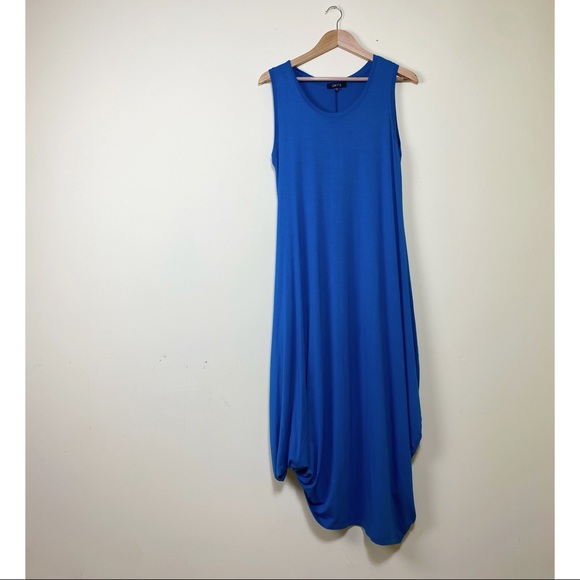 Comfy USA Dresses & Skirts - Comfy USA M Blue Asymmetric Jersey Knit Midi Dress